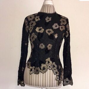 Vintage Riazee Silk Beaded Top